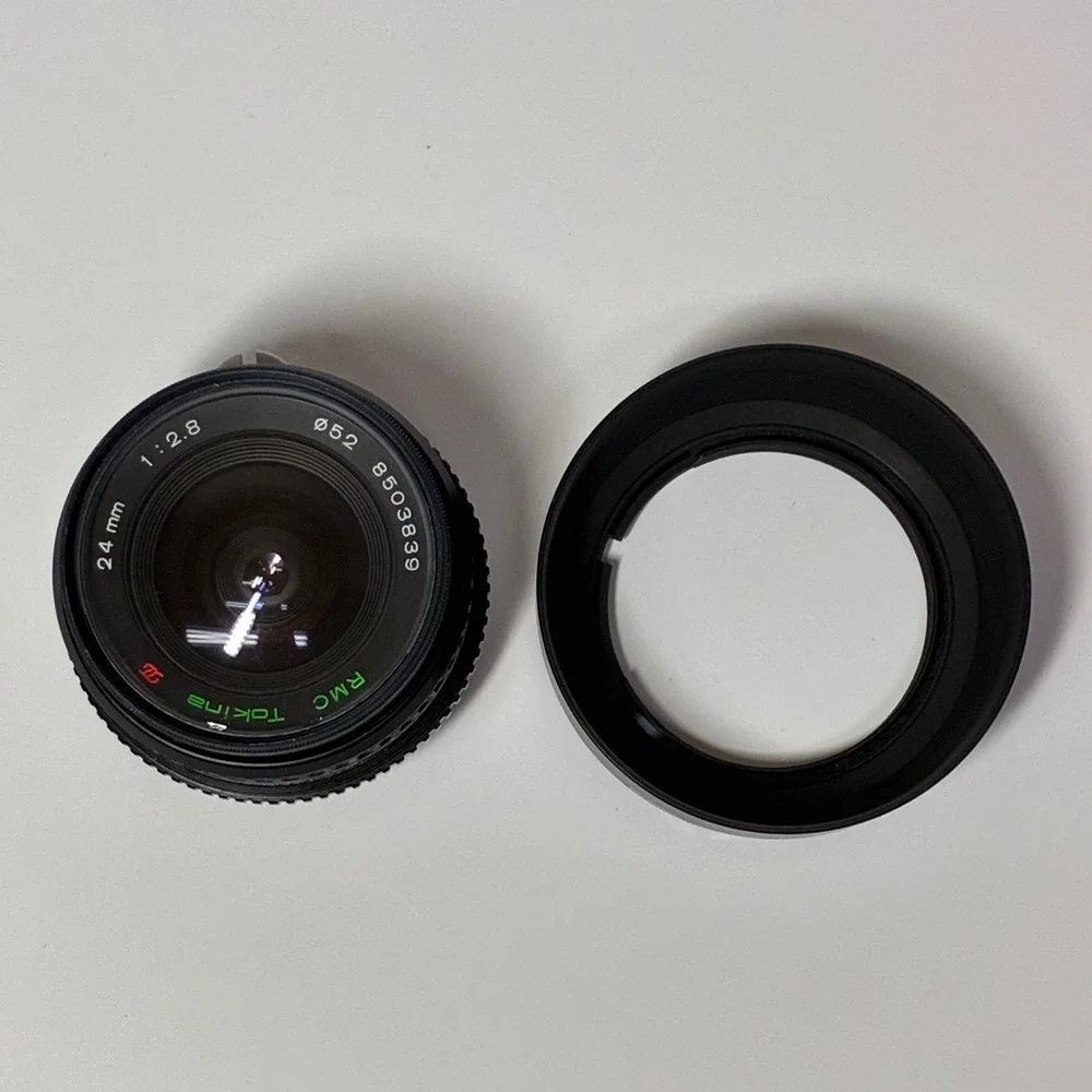 Bundle Tokina RMC 24mm f2.8 Wide Angle Lens Nikon AI Mount Nikon HS-9 Hood Japan
